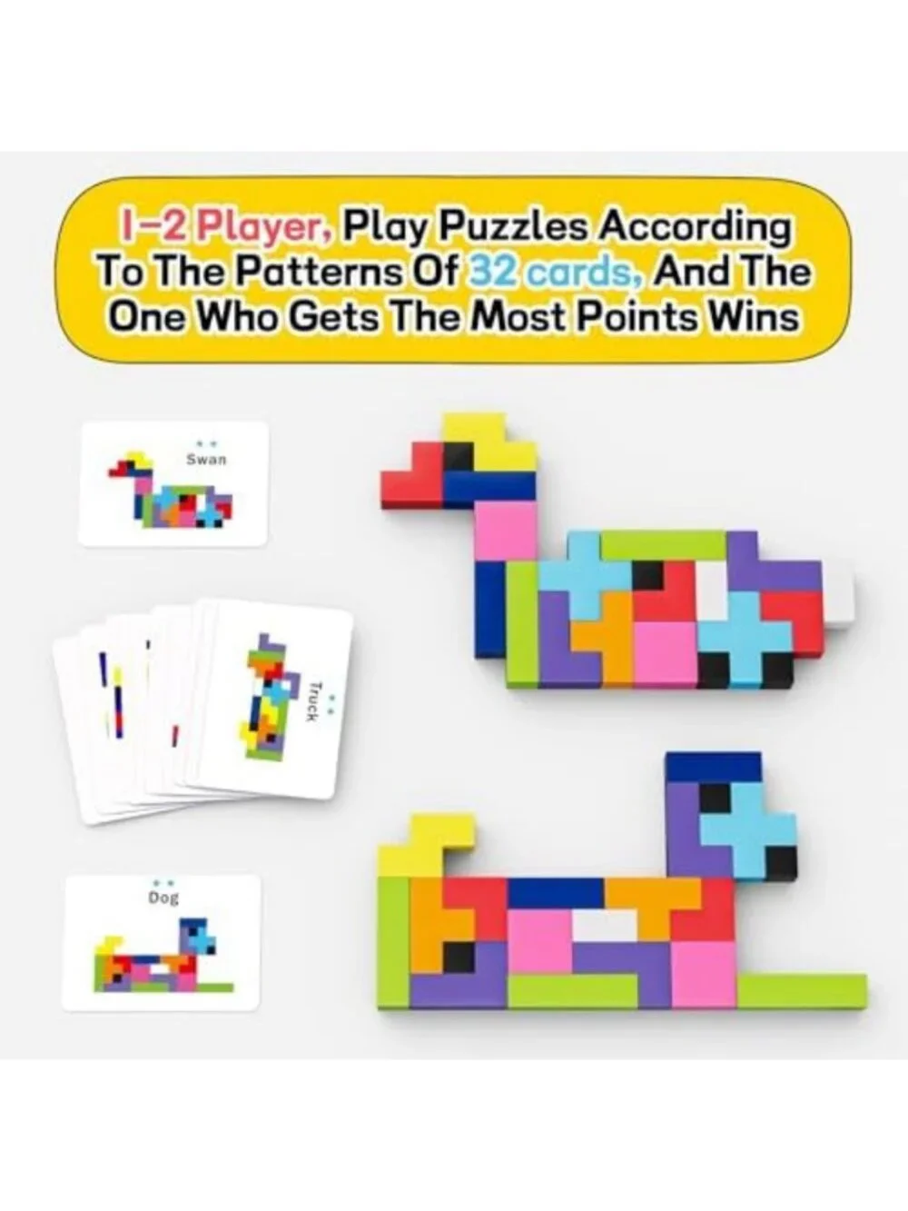 120-Piece Wooden Block Stacking Game for Kids & Adults, Fun for 1-6 Players